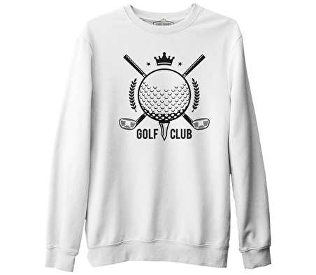 Golf Kulübü - Golf Club Beyaz Erkek Kalın Sweatshirt