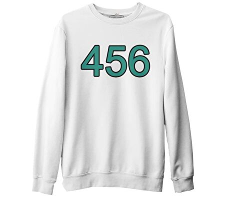 Squid Game - 456 Beyaz Erkek Kalın Sweatshirt