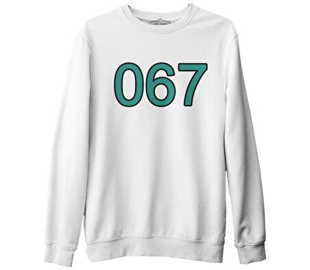 Squid Game - 067 Beyaz Erkek Kalın Sweatshirt