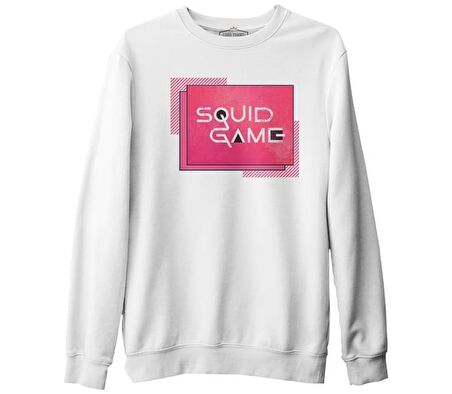 Squid Game - Logo Beyaz Erkek Kalın Sweatshirt