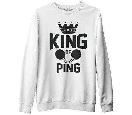 Masa Tenisi - King of Ping Pong Beyaz Erkek Kalın Sweatshirt