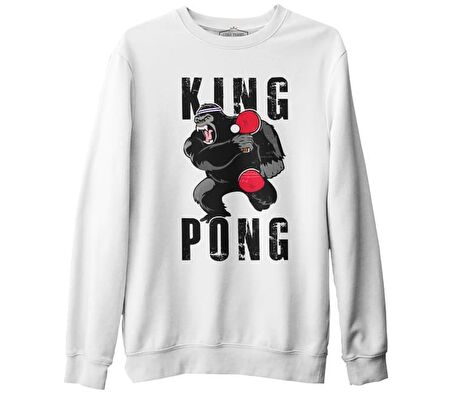 Masa Tenisi - King Pong Beyaz Erkek Kalın Sweatshirt
