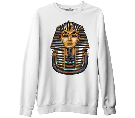 Mısır - Tutankhamun Beyaz Erkek Kalın Sweatshirt