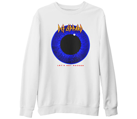 Def Leppard - Let's Get Rocked Beyaz Kalın Sweatshirt