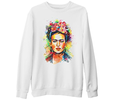 Frida Kahlo 2 Beyaz Kalın Sweatshirt