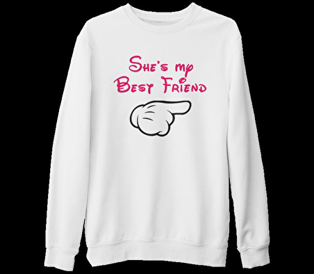 She's my Best Friend 1 Beyaz Kalın Sweatshirt