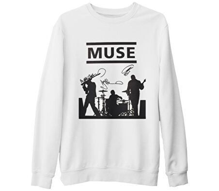 Muse - Band Beyaz Kalın Sweatshirt