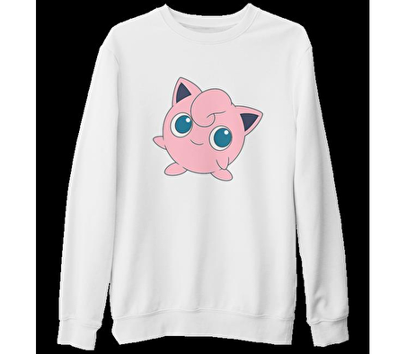 Pokemon - Jigglypuff Beyaz Kalın Sweatshirt