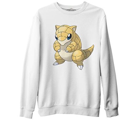 Pokemon - Sandshrew Beyaz Kalın Sweatshirt