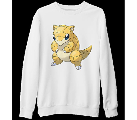 Pokemon - Sandshrew Beyaz Kalın Sweatshirt