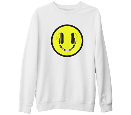 DJ Smile Beyaz Kalın Sweatshirt