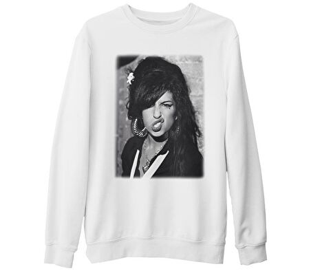 Amy Winehouse - Back To Black Beyaz Kalın Sweatshirt