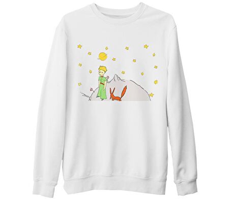 Küçük Prens - Gezegen Beyaz Kalın Sweatshirt