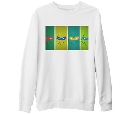 Ninja Kaplumbağalar Beyaz Kalın Sweatshirt