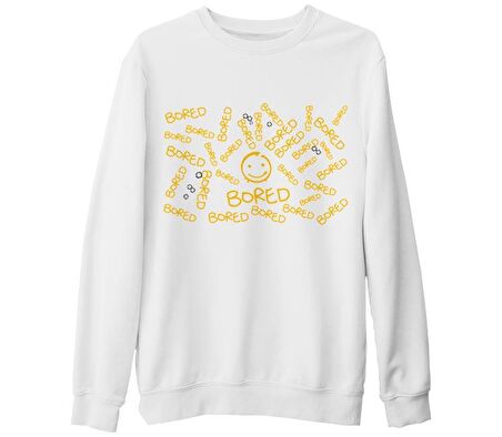 Sherlock -  is Bored  Beyaz Kalın Sweatshirt