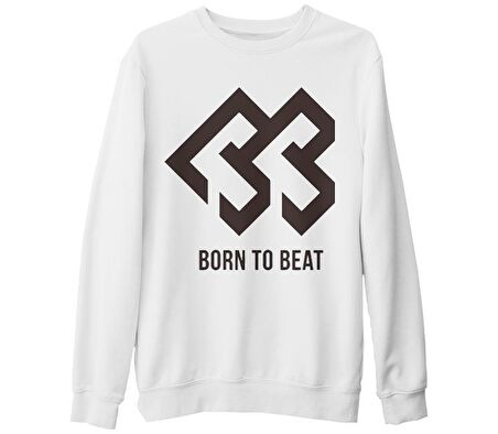 Born to Beat - Logo Beyaz Kalın Sweatshirt