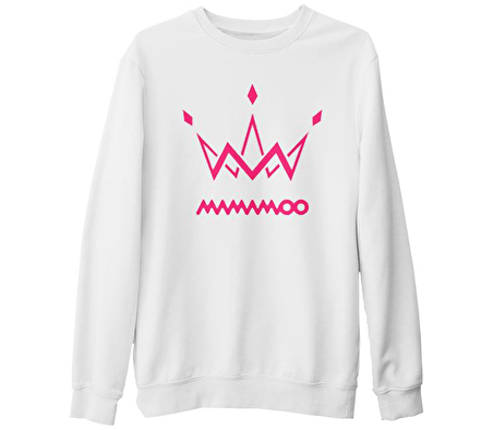 Mamamoo - Logo Crown Beyaz Kalın Sweatshirt