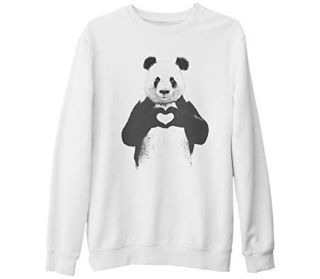 Panda - All u Need Beyaz Kalın Sweatshirt