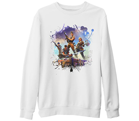 Fortnite - Station Beyaz Kalın Sweatshirt