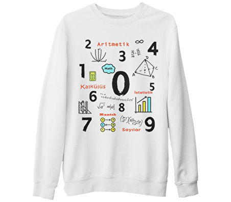 Matematik - Aritmetik Beyaz Kalın Sweatshirt