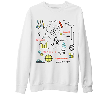 Matematik - İntegral Beyaz Kalın Sweatshirt