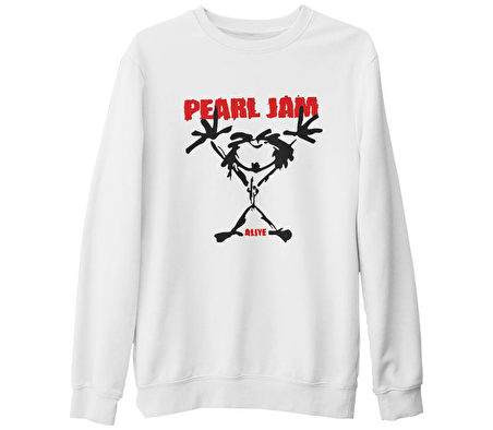 Pearl Jam Beyaz Kalın Sweatshirt