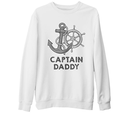 Captain Daddy Beyaz Kalın Sweatshirt