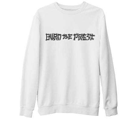 Burn the Priest  - Logo Beyaz Kalın Sweatshirt