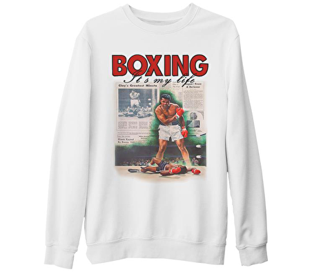 Muhammad Ali - My Life Beyaz Kalın Sweatshirt