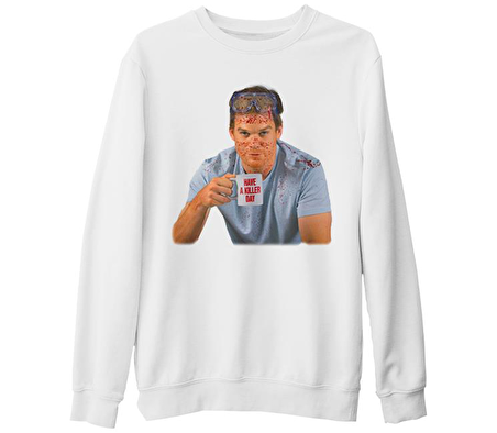 Dexter - Killer Day Beyaz Kalın Sweatshirt