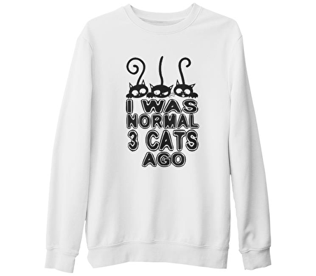 Normal 3 Cats Ago Beyaz Kalın Sweatshirt