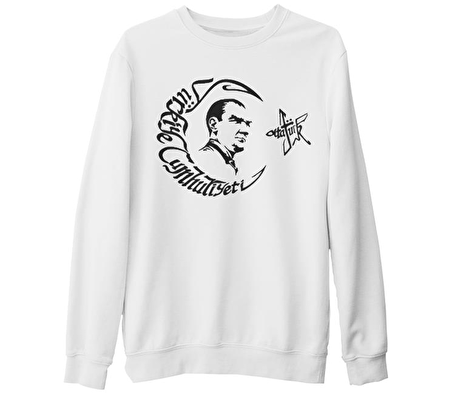 TC Atatürk  Beyaz Kalın Sweatshirt