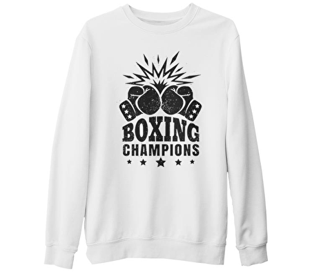 Boxing - Şampiyon Beyaz Kalın Sweatshirt