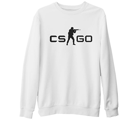 Counter Strike - CS Logo Beyaz Kalın Sweatshirt