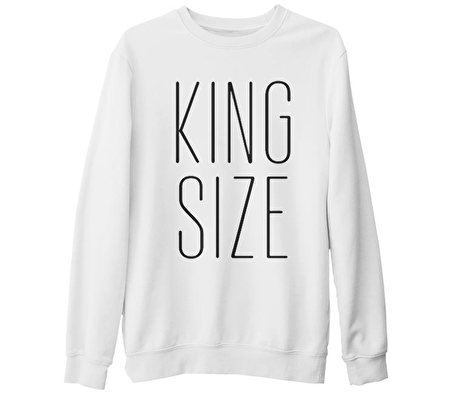 King Size  Beyaz Kalın Sweatshirt