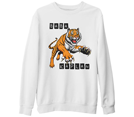 Baba Kaplan Beyaz Kalın Sweatshirt