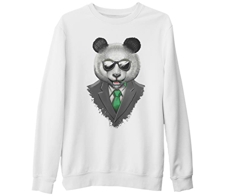 Panda - Bamboo Beyaz Kalın Sweatshirt