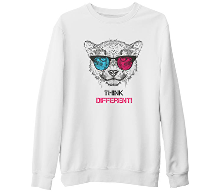 Think Different Beyaz Kalın Sweatshirt