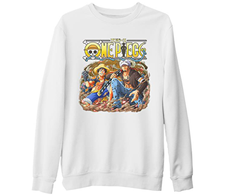 One Piece - Rope Beyaz Kalın Sweatshirt