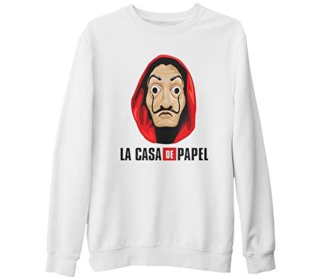 La Casa de Papel - Dali Mask Beyaz Kalın Sweatshirt