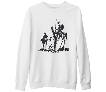 Picasso – Don Quixote Beyaz Kalın Sweatshirt