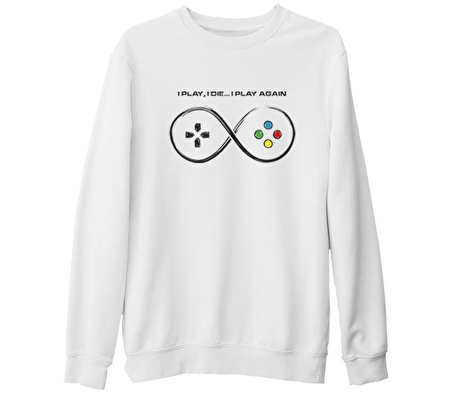 Play and Die Beyaz Kalın Sweatshirt