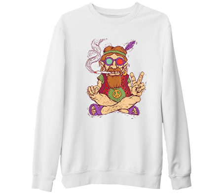 Hippi - Furry Beyaz Kalın Sweatshirt