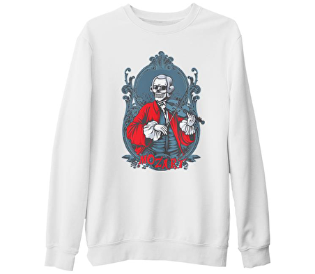 Mozart - Keman Beyaz Kalın Sweatshirt