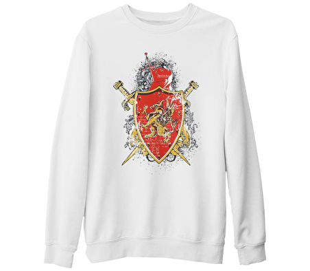 Dragon Shield Beyaz Kalın Sweatshirt