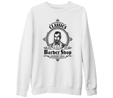 Barber Shop Beyaz Kalın Sweatshirt