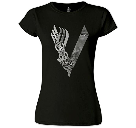 Vikings - Logo Eyes Siyah Kadın Tshirt