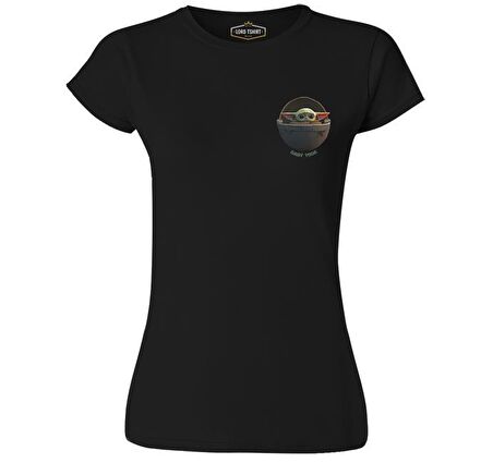 Star Wars - Baby Yoda Siyah Bayan Tshirt
