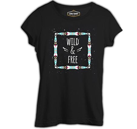 Wild and Free Siyah Bayan Tshirt