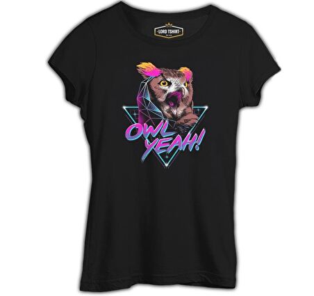 Yeah - Baykuş Siyah Bayan Tshirt